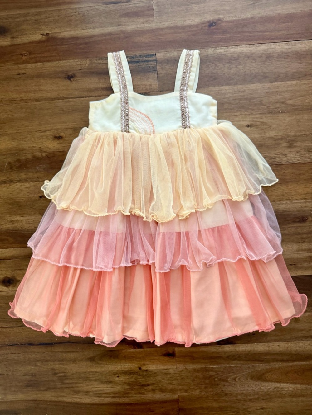 Wildling Well Dressed Wolf Girls Duchess Gown Sunset Glow 12M Pink Cream Tulle
